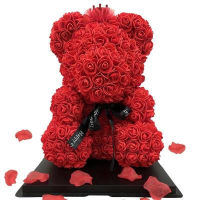 China Japan and South Korea style 40cm Bulk Rose Flower Bear Valentine's Day Big Panda Teddy Bear Girlfriend Gift for sale