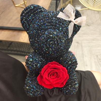 China Japan and South Korea Style Valentine's Rhinestone Bear with Roses Preserved Rose Bear Teddy Bear Gift Box for sale