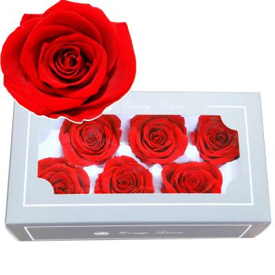 China Gift Box Rose Mothers Day Gift Eternal Immortal Flower of Life Material Flower Heads of Various Parts 5-6cm Bulk Artificial Head for sale