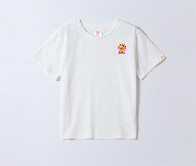 China Short Sleeve Kids Bister Button Embleme Short Sleeve T Shirt White for sale