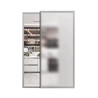 China Track Frame Bedroom Glass Sliding Doors Ghost Door Decoration Hidden Interior Narrow Aluminum Sliding Glass Door for sale