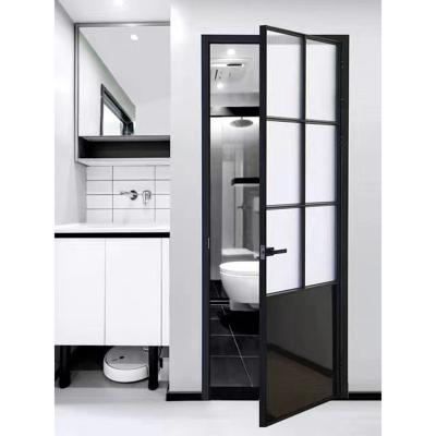 China Decoration Frame Slim Bedroom French Doors Aluminum Interior Glass Swing Door for sale