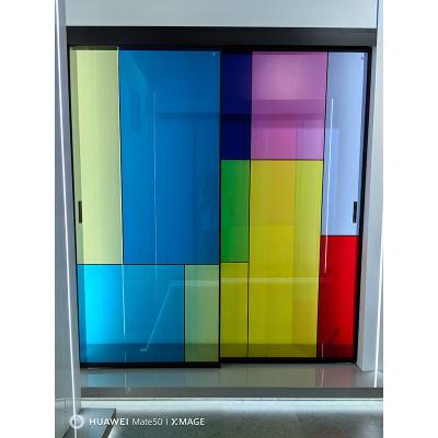 China Interior Decoration Sliding Door Interior Glass Thin Frame Bedroom Office Stacking Modern Design Aluminum Sliding Door for sale