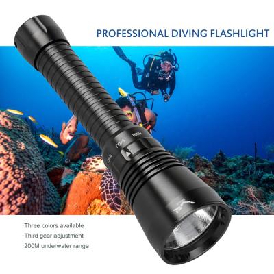 China Shenzhen OEM Powerful Underwater Dive Emergency Flashlight xhp70.2 Aluminum Diving Flashlight 4000 Lumen Light Waterproof for sale