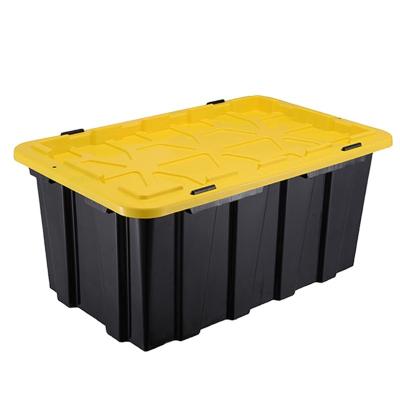 China Sustainable Stackable Plastic Storage Box Tote Organizing Container with Durable Lid and Secure Locking Buckles for Garage and Baseme for sale