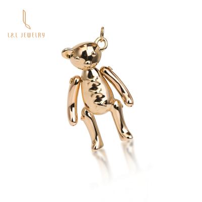 China Real 18k Gold Instagram Animal Doll Pendant Cartoon Cute Cute Bear Necklace For Girls Clavicular Necklace Au750 Gold Jewelry for sale