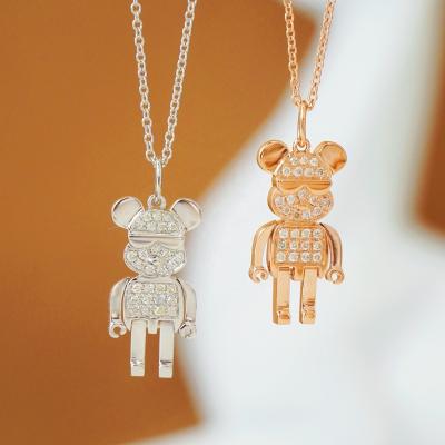 China Real Unique Cute Toy Bear 18K Gold Real Diamond Jewelry Woman Necklace Cartoon New Product Children Jewelry Gift Party for sale