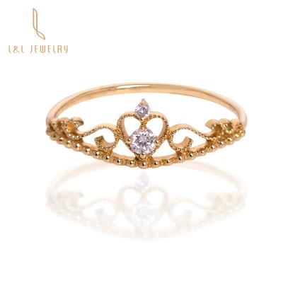 China Certified Romantic 2021 Shine Jewelry Luxury Diamonds Crown Ring 18K Real Gold Diamond Wedding Ring 1pc for order for sale