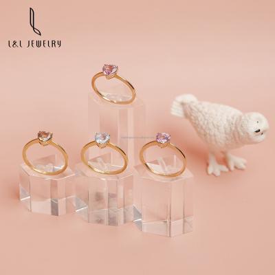 China Romantic Lucky Custom Sapphire Ring Heart Cut Lucky Stone Seven Band Rings 18Ct Solid Gold Shanghai Jewelry L&L for sale