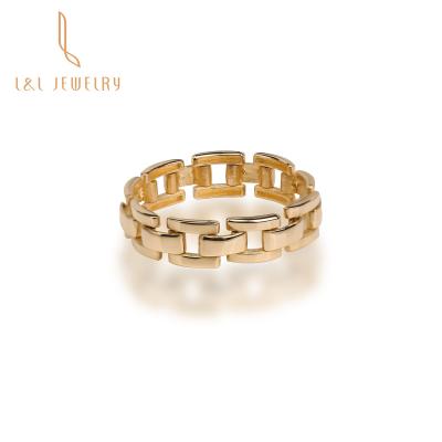 China Fashionable 18K Gold High Quality Fashionable Solid Soft Link Chain Ring Multi Layer Gold Instagram Ring For Women Jewelry for sale