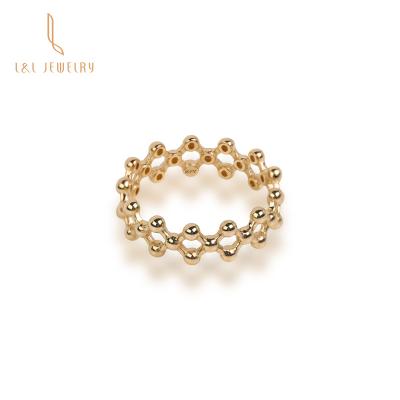 China TRENDY Wholesale Stacking Jewelry 18K Gold Solid Multilayer Minimalist Geometric Women Cavity Unisex Ring for sale