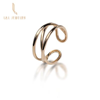 China TRENDY High Quality Fashion 18K Yellow Gold Solid Durable Rings Open To Slap Adjustable Opening Rings For Women for sale