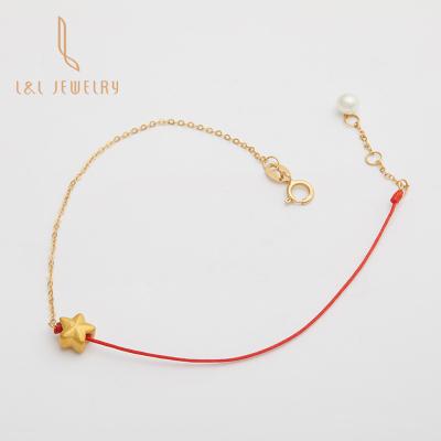 China Fashion CLASSIC New Original Designed Original Handmade 24K Gold Star Charm 18K Gold Chain Red Rope Bracelets Adjustable Gift For Kid for sale