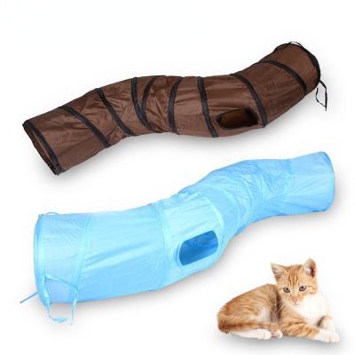 China Cute 2 Hole Cat Tunnel Toy Kitten Puppy Cat Tunnel Toy and Funny Mini Long Pet Tunnel Toy for sale