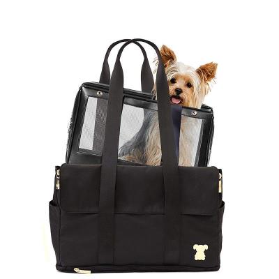 China Large Mesh Surface Pet Outing Outside Foldable Black Travel Game Car Breathable Comfortable Carrier Bag for sale