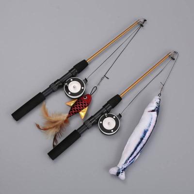 China 1pc Viable Temptress Cat Funny Retractable Rod Feather Toys Kitten Fishing Pole Pet Cat Toys Interactive Stick Pet Cat Toy for sale