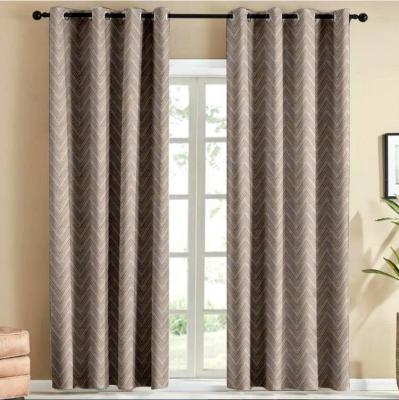 China Blackout Window Curtain Brown Chenille Jacquard Polyester High Quality Curtain For Live Room for sale