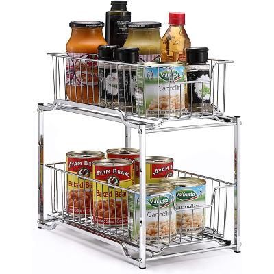 China ORR200 Stored 2-Tier Under Sink Cabinet Organizer with Sliding Storage Drawer, Chrome for sale