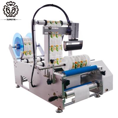 China SUMSYN Semi Automatic labeling machine round bottle for water chemical bottle Jar tube cans for sale