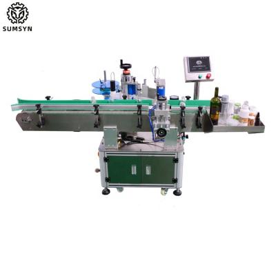 China automatic round bottle labeling machine label applicator for wine beer glass plastic cans jars labeling for sale