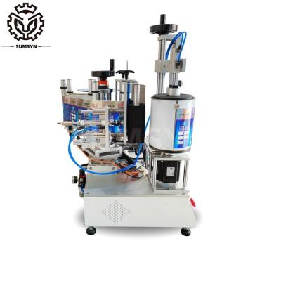 China Desktop single side labeling machine square bottle manual sides labeling machine for Gallon Jar Can Tins round bottle labelin for sale