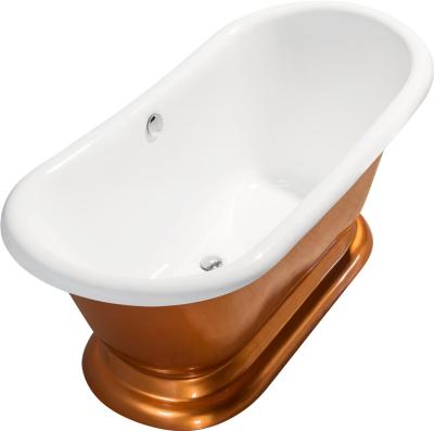 China Freestanding Gold Enameled Cast Iron Bathtub With Pedestal For Sale for sale