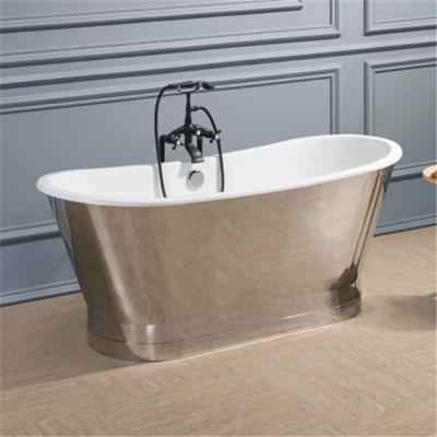 China Classic Enamel Freestanding Cast Bathtub with Stainless Steel Casing, Stainless Steel Cast Skirted Bathtubs, Apron Cast Bathtubs for sale