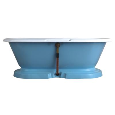 China Sky Blue Enamel Freestanding Stone Copper Bathtub for sale