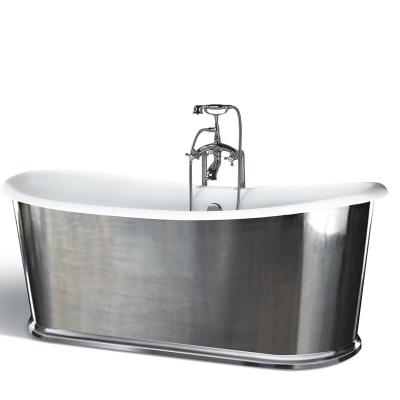 China Modern Double Slipper Edged Cast Iron Bathtub , Enamel Cast Iron Bathtub for sale