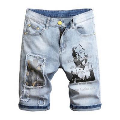 China Men's Jeans Street Embroidery Pattern Hip Hop Breathable Jeans Loose Jeans Personality Mens Summer Pants for sale