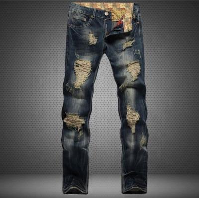 China Men Breathable Jeans Long Jeans Ripped Jeans Vintage Hole Motorcycle Pants for sale