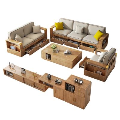 China Other 2022 Rural Recycled Solid Wood Sofa With Armrest Wooden Living Room Sofa Set Furniture for sale