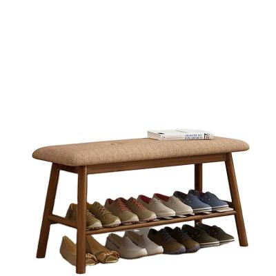 China Modern Home Organization Durable Wooden Shoe Storage Bench With Cushion for sale