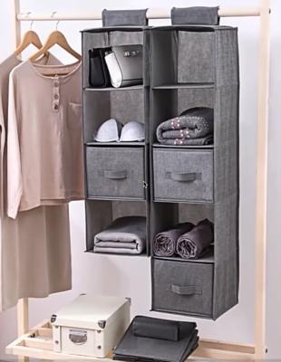 China Modern Hanging Folding 4-Shelf Clothes Storage Box Accessory Shelves Hanging Closet Wardrobe Organizer for sale