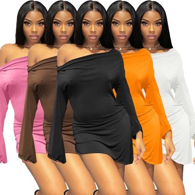 China Anti-wrinkle one-piece dress 2022 new trend fashion ruched slimmer solid color cotton sexy shorts plus size women's clothing casual dress for sale