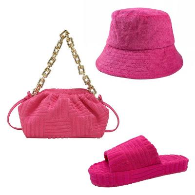 China PORTABLE Online Products Ruched Quilted Cloth Bag Bucket Hat Fur Slippers Slips Purses and Handbags Womens Shoes Women's Shoulder Bags for sale