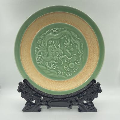 China Custom Designed Celadon Gilt Decoration Celadon Opens Wall Decoration Living Room Housewarming Gifts for sale