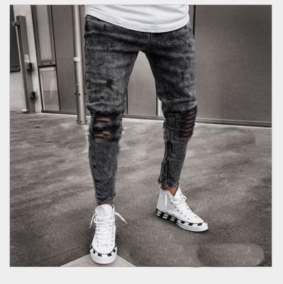 China Breathable Factory Price Ripped Fasion Snow Wash Slim Denim Long Jeans For Man for sale