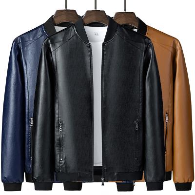 China Plus Size Men's OEM Customized Spring and Autumn Men's Slim Fit New Leather Casual Jacket Jacket for sale