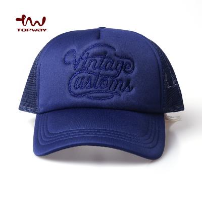 China 2021 COMMON Mens Embroidery Foam Trucker Hats Mesh Back Custom Wholesale Foam Trucker Cap Hats With Logo for sale