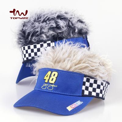 China Wholesale Custom Character Visor Caps Hats With Wig And Embroidery Logo for sale