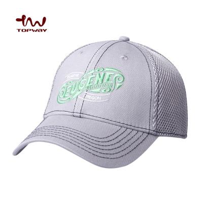 China COMMON Embroidered New 6 Panel Mesh Back Gray Color Baseball Thick Fitted Hat Logo Custom Sports Caps Hats for sale