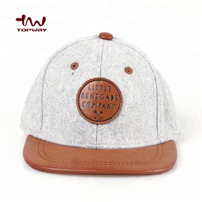 China COMMON Flat Leather Visor Kids Hat Summer With Leather Patch for sale