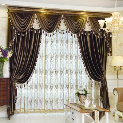 China Blackout Luxury European Blackout Burgundy Grommet Plain Velvet Fabric For Window Curtains With Valance for sale