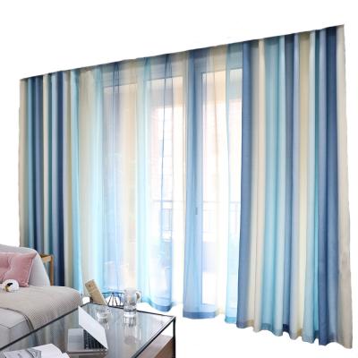 China Wholesale Ready Made Blackout Gradient Blue Color 84 Inch Blackout Window Curtain Panels. in length for the living room for sale