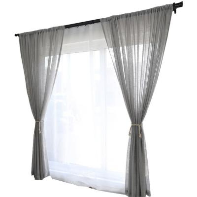 China Factory Modern Faux Foshan Gray Sheer Voile Kitchen Curtain Canvas Fabric for sale