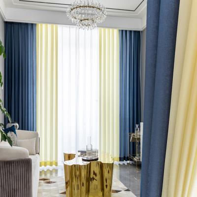 China Modern Factory Direct Silky Yellow Sky Blue Voile Fabric Curtain Shears For Hotel Living Room for sale