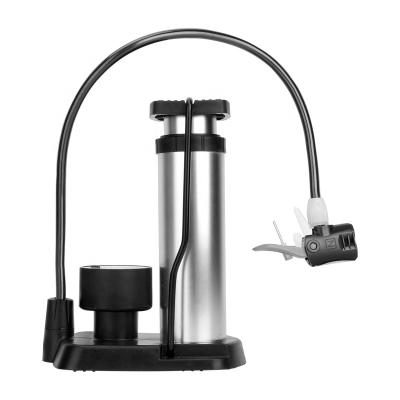 China Aluminum Alloy Mini Aluminum Alloy Bicycle Foot Compressor With Pressure Gauge Portable Floor Bike Pump for sale