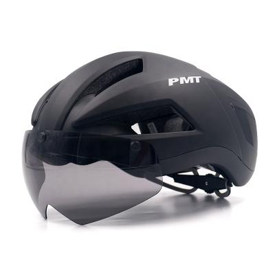 China Integrated For Adult Male And Female Road PMT Windshield Integrated Recycling Helmet Mountain Bike Bicycle Helmet Safety Cap for sale