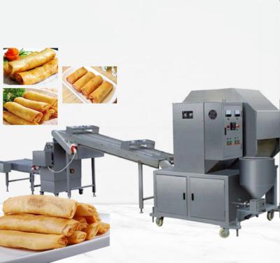 China Fully Automatic Commercial Hotels Spring Roll Production Line Dough Sheet Meat Rolling Machine for sale